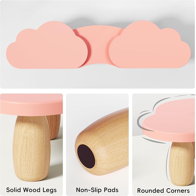 AFOOYO Dual Monitor Stand Riser, Adjustable Rainbow Cloud Desktop Organizer for 2 Monitors, Flexible Length & Angle Computer Stand for Laptop, PC, Printer, Home Office Use - Pink - Image 6
