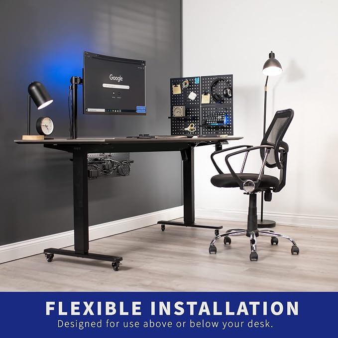 VIVO Black Clamp-on 12 x 20 inch Desk Pegboard, PP-DK12B | Steel Privacy Panel, Magnetic Peg Board, Office Accessory Organizer, Above or Under Desk Placement - Image 5