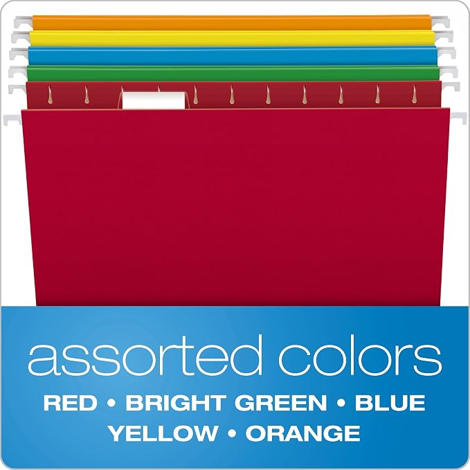 Pendaflex Extra Capacity Hanging File Folders (4152X2 ASST) and Pendaflex Hanging File Folders, Letter Size, Assorted Colors (81663) - Set of 2 - Image 7