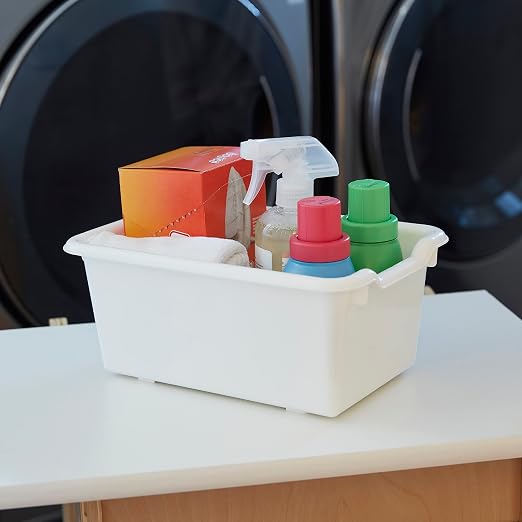 ECR4Kids Scoop Front Storage Bins, Multipurpose Organization, White, 10-Piece - Image 10