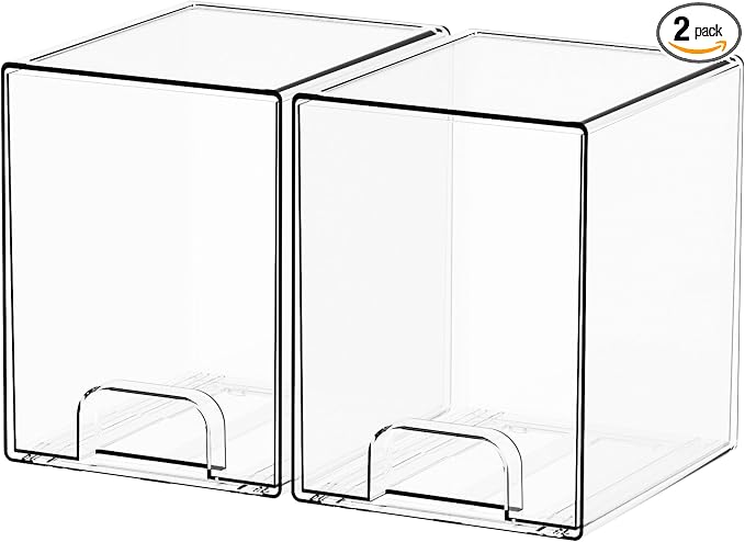 2 Pack Clear Stackable Storage Drawers,7.6" H Baby Bottle Organizer,Acrylic Drawer Containers for Cosmetics,Skincare,Beauty Products,Cabinet,Vanity,Kitchen,Under Sink and Bathroom Storage Bins by Yieach