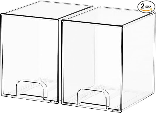 2 Pack Clear Stackable Storage Drawers,7.6" H Baby Bottle Organizer,Acrylic Drawer Containers for Cosmetics,Skincare,Beauty Products,Cabinet,Vanity,Kitchen,Under Sink and Bathroom Storage Bins by Yieach