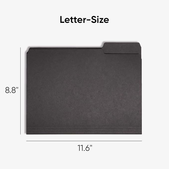Smead Interior File Folder, 1/3-Cut Tab, Letter Size, Black, 100 per Box, Expandable File Folders for Filing Cabinet - Image 2