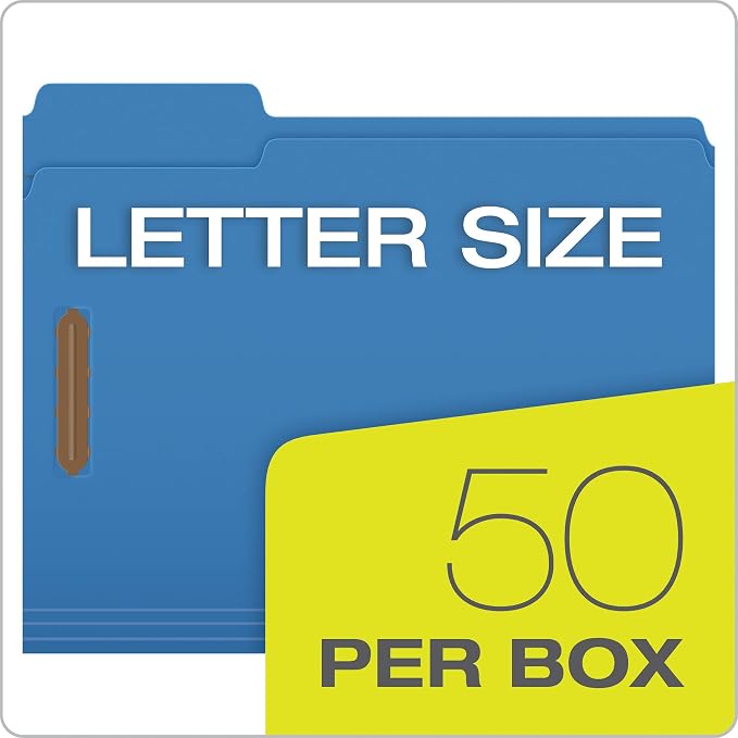 Pendaflex Fastener Folders, 2 Fasteners, Letter Size, Blue, 1/3 Cut Tabs in Left, Right, Center Positions, 50 per Box (22040GW) (Pack of 5) - Image 6