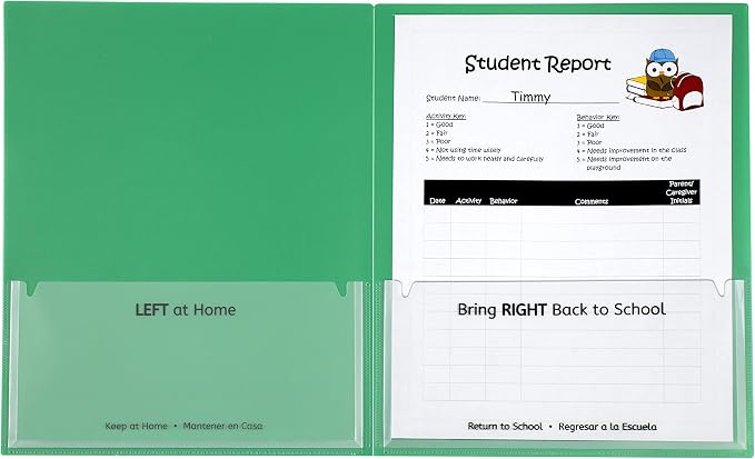 C-Line Classroom Connector School-to-Home Folders, Green, 25 per Box (32003) (Pack of 6) - Image 3