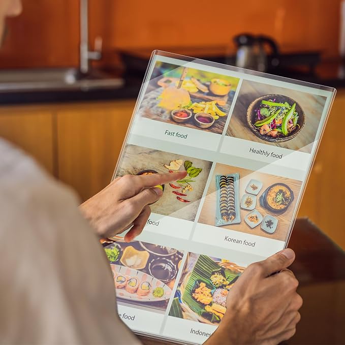 50 Pcs 8.5" x 11" Menu Cover, Double-Sided Clear Vinyl Menu Holder Rigid Print Protectors Heavy Duty Paper Sleeves Hard Plastic Poster Protector Sleeve for Page Sheet (8.5" x 11") - Image 2