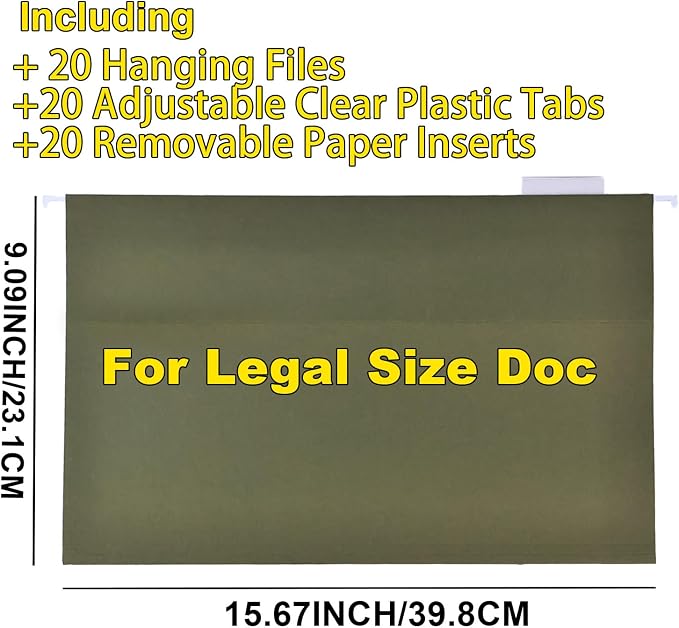 Hanging File Box for Legal, All-in-one set with 20 Folders | Portable Locking Filing Storage Box with Handle & Shoulder strap, Lockable File Cabinet Documents Safe, Lockbox Doc Organizer - Image 7