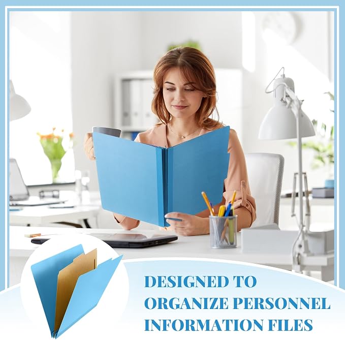 60 Pcs Skyygemm Classification Folder Letter Size, 1 Divider,Blue | Back to School Supplies, File Organizer with Fastener, Expanding File Organizer Bulk for Office Employee, Staff, Teacher - Image 7