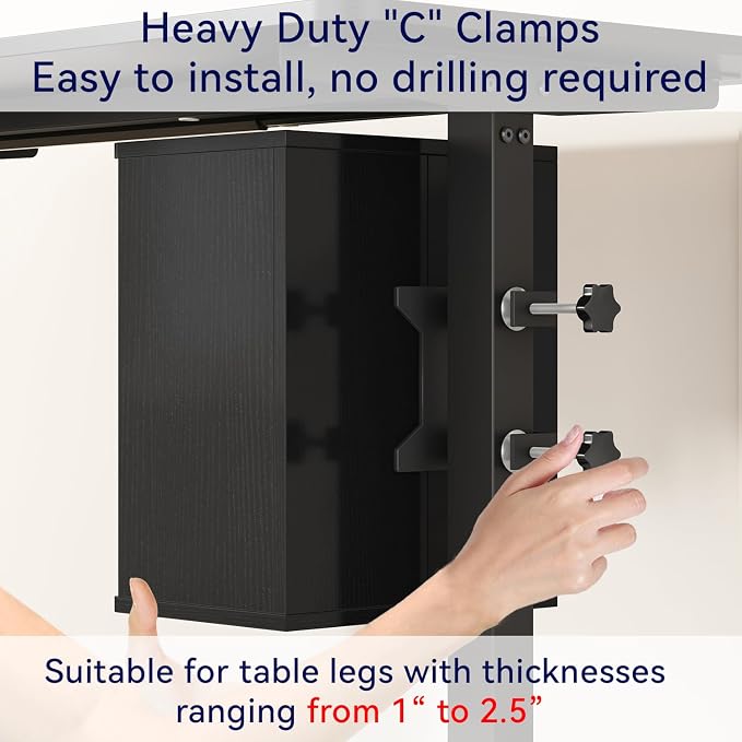 IBUYKE Under Desk Storage Cabinet Clamp on Desk Legs Shelf UTMZ012B | Adjustable Shelf, for Standing Desks Shelf, for Office,Elevating Your Workspace - Image 6