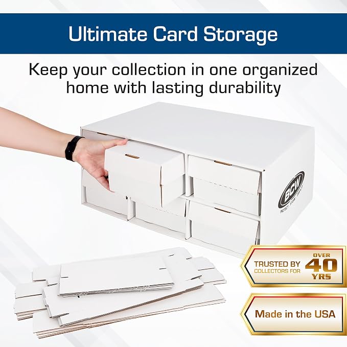BCW 1600 Count Two Row Card House Storage Box with 6 Shoe Boxes | Holds 9600 Standard Trading Cards | Cardboard Storage House with Six 2 Row Card Storage Boxes - Image 2