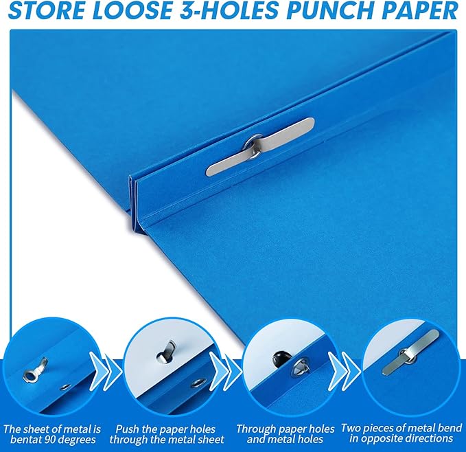 Two Pocket Folders, RAZCC 100 Pack Two Pocket with Prongs, 3 Prong Folders Fit Letter Size Paper, Pocket Paper File Folders for School Office Home Business, Assorted 5 Colors - Image 4