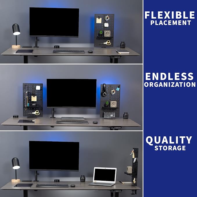 VIVO Black Clamp-on 12 x 20 inch Desk Pegboard, PP-DK12B | Steel Privacy Panel, Magnetic Peg Board, Office Accessory Organizer, Above or Under Desk Placement - Image 7