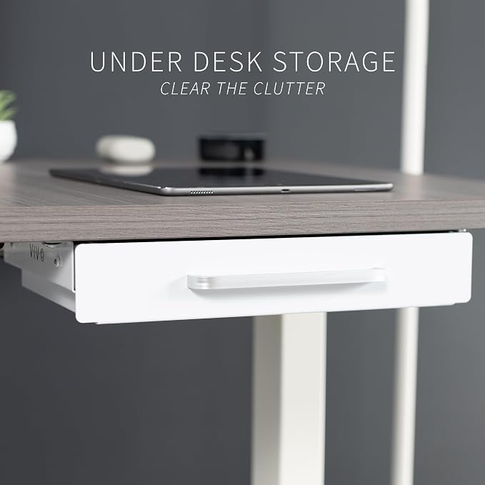 VIVO White 13 x 9 inch Under Desk Storage Drawer, DESK-DR1H-W | Sliding Steel Pull-out Drawer for Office Desk, Pull Handle, Storage Organizer for Sit Stand Workstation, Holds 11 lbs - Image 8