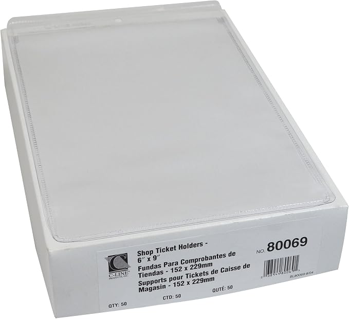 C-Line Vinyl Shop Ticket Holders, Both Sides Clear, 6 x 9 Inches, 50 per Box (80069) - Image 2