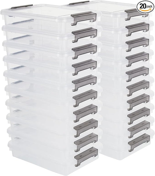 Citylife 20 PCS Plastic Storage Bins with Latching Lids Portable Project Case Clear File Box Stackable Storage Containers for Organizing A4 Paper, Photo, Document, Scrapbook by CITYLIFEHomeOrganization