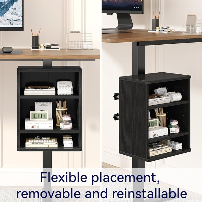 IBUYKE Under Desk Storage Cabinet Clamp on Desk Legs Shelf UTMZ012B | Adjustable Shelf, for Standing Desks Shelf, for Office,Elevating Your Workspace - Image 5