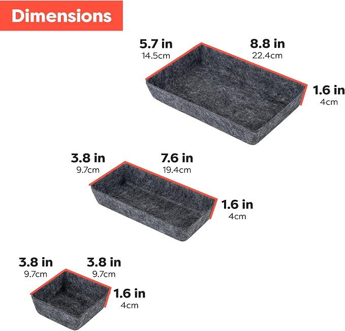 Rajas Goods Drawer Organizer Compatible with Ikea Alex Drawer Unit, 10-Piece Modular Felt Tray Organizer Set, Perfect Fit (Dark) - Image 5