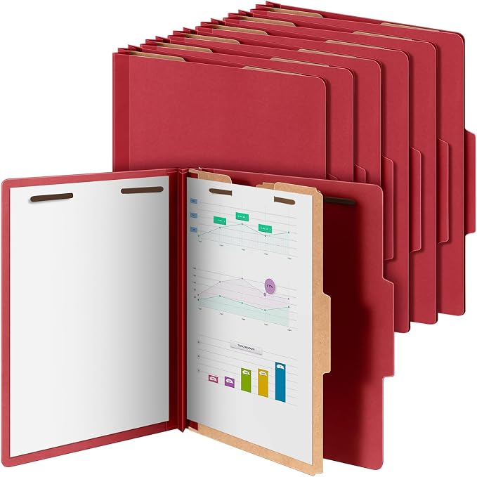 Skyygemm 12 Pcs Classification Folder Letter Size, 1 Divider,Red | Back to School Supplies, File Organizer with Fastener, Expanding File Organizer Bulk for Office Employee, Staff, Teacher by Skyygemm