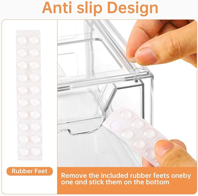 Stebopum 8 Pack Stackable Makeup Organizer, 4.4'' Tall Acrylic Bathroom Makeup Organizer and Storage Drawer with Pull-out Handle, Clear Plastic Storage Bins for Vanity,Pantry,Desk,Undersink,Kitchen - Image 3