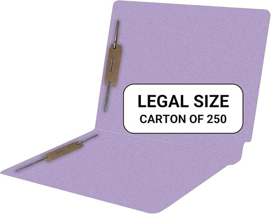 Lavender File Folders, Doctor Stuff, Legal Size Reinforced End Tab Folder with 2" Bonded Fastener on Inside Front and Back, 14 pt Stock, Carton of 250 by DoctorStuff