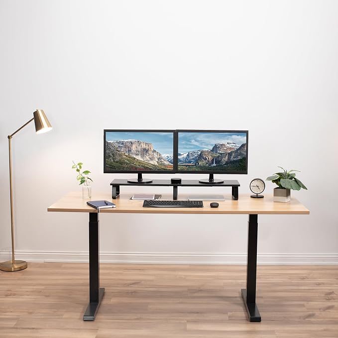 VIVO 39 inch Extra Long Monitor Stand, Wood & Steel Desktop Riser, Dual Screen, TV, Keyboard, Laptop, Ergonomic Desk and Tabletop Organizer, Black, STAND-V000DL - Image 7