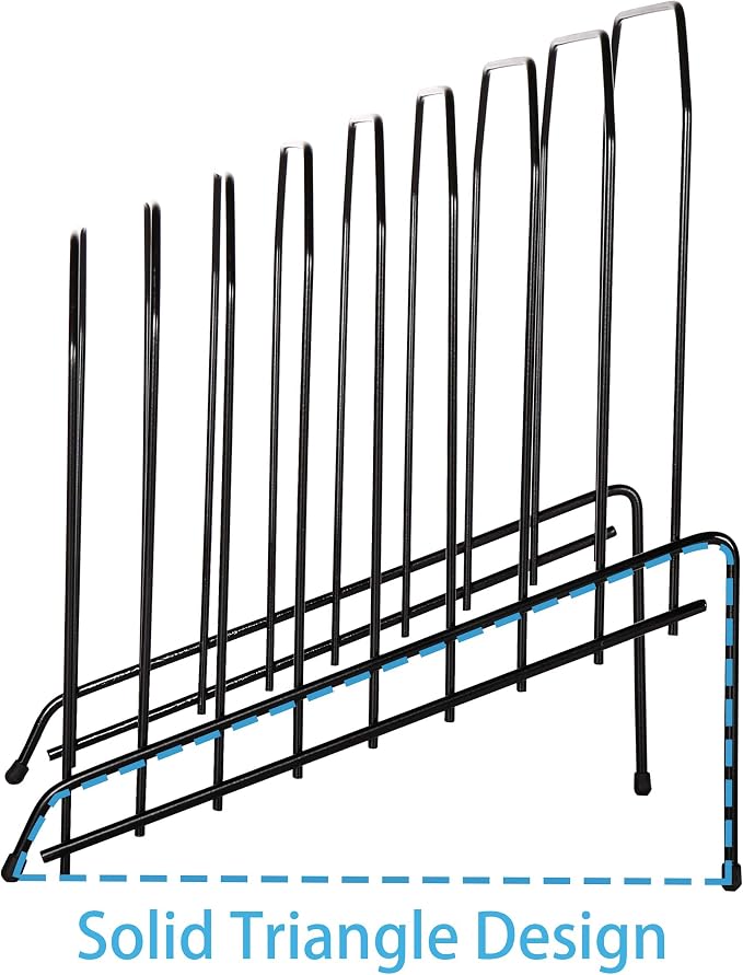 DESIGNA 4 Pack Metal Incline Sorter Vertical File Holder, Storage Organizer Folder Mail Magazine Letter Paper Book Filing Organization Display Rack Dividers,8 Compart,Black - Image 8