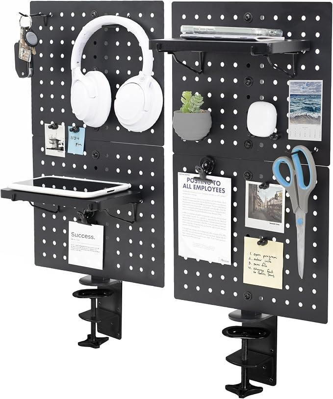 VIVO Black Clamp-on 20 x 24 inch Desk Pegboard, PP-DK24B | Steel Privacy Panel, Magnetic Peg Board, Office Accessory Organizer, Above or Under Desk Placement by Unknown