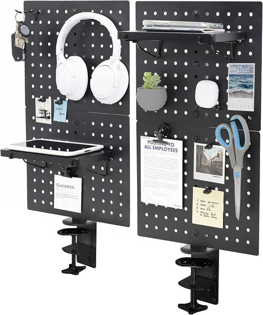 VIVO Black Clamp-on 20 x 24 inch Desk Pegboard, PP-DK24B | Steel Privacy Panel, Magnetic Peg Board, Office Accessory Organizer, Above or Under Desk Placement by Unknown