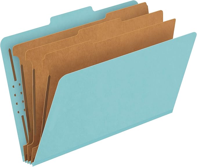 Pendaflex Classification Folders, Standard, 3 Dividers, Embedded Fasteners, 2/5 Cut Tab, Blue, Legal Size, 10/BX (29094) by TOPSProducts