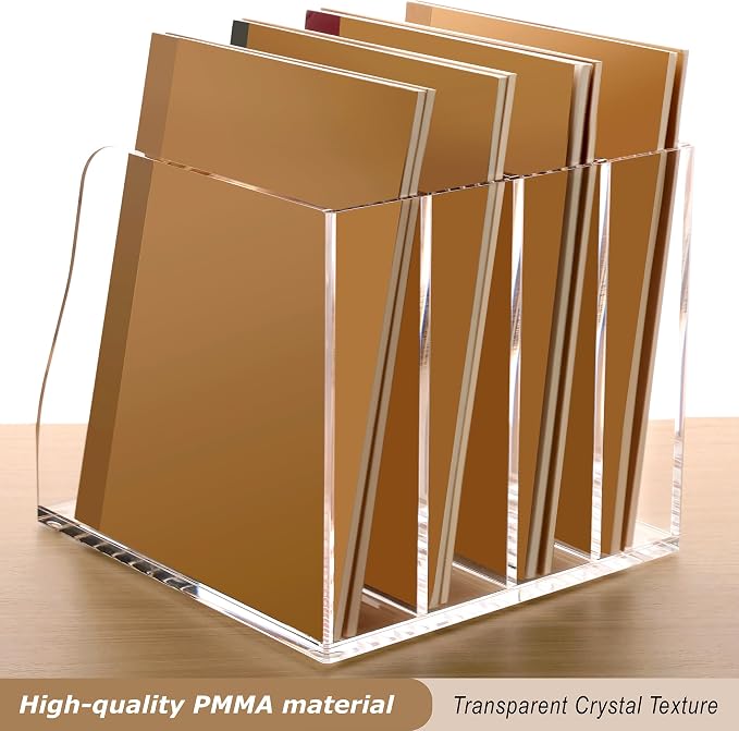 SANRUI Acrylic Desk Magazine Holder File Organizer Sorter,4 Slot Clear | B5 Size, Vertical Workspace Document Sorters, Folder Rack for Office Accessories Organization Storage - Image 6