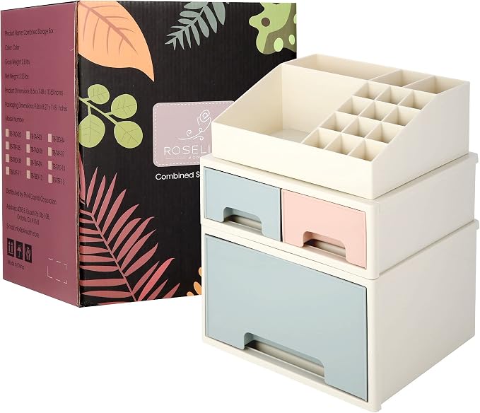 Makeup Organizer Box, Multifunctional Desk Storage Box Set, Pen/Pencil, Remote Control, Office Supplies, Business Card Holder, Free Combination, [TAF-07] w/ 3 Drawers + 16 Slots - Image 6