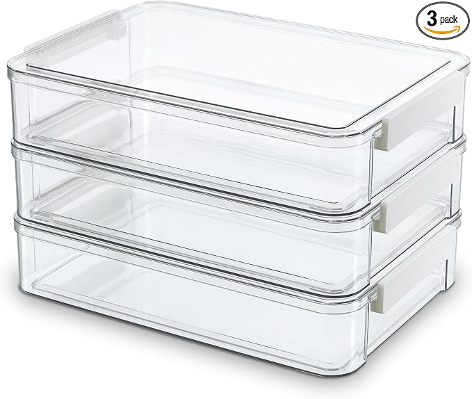 Citylife 3Packs 13''x9''Paper Storage Box with Lids, Art Supply Organizer | Latches Designed for Sensory Activities, Classroom Learning, Crafts and Small toys. Organize Fillers, Art Supplies by CITYLIFEHomeOrganization