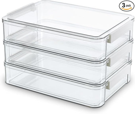Citylife 3Packs 13''x9''Paper Storage Box with Lids, Art Supply Organizer | Latches Designed for Sensory Activities, Classroom Learning, Crafts and Small toys. Organize Fillers, Art Supplies by CITYLIFEHomeOrganization