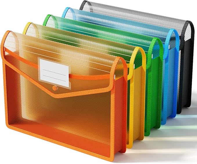 ThinkTex Plastic Expanding File Folder, Transparent Envelopes with Snap | No Dividers, Large Capacity, Assorted Colors, Fits Letter / A4 Size - 5 Pack - Image 8