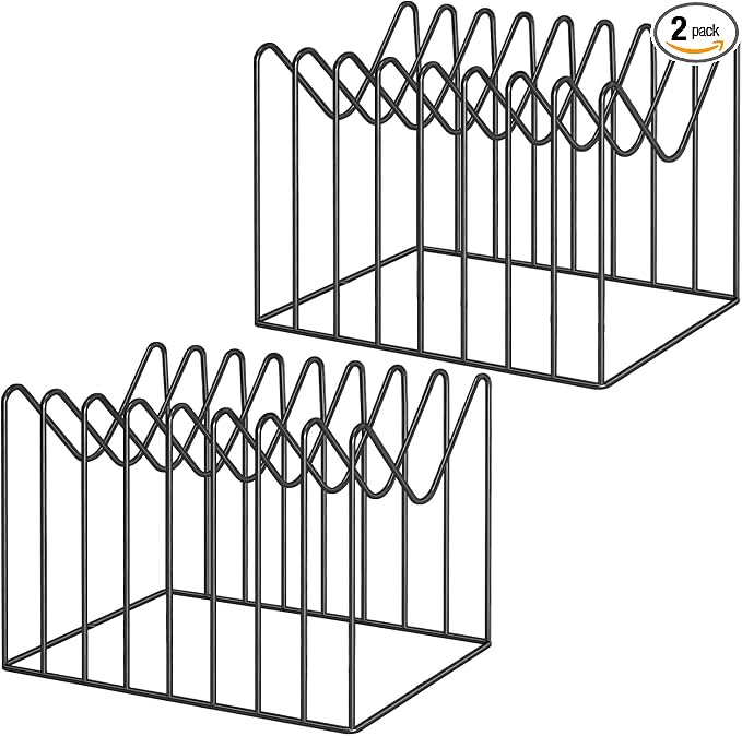 2 Sets File Organizer for Desk,File Sorter Organizer,File Folder Holder/Rack/Stand,Desktop Record/Clipboard Holder,8 Sections Storage,Anti-Scratch/Rusty,Metal Stable Holder,Black by Vanulee