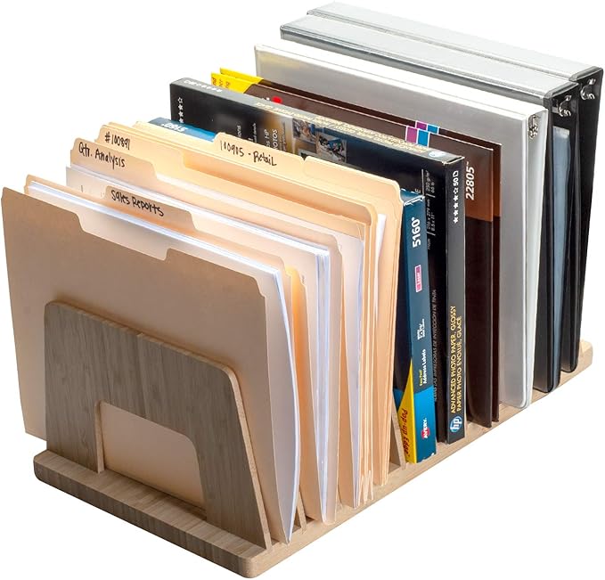 MobileVision Bamboo Desktop File Folder Organizer and Paper Tray, 10 Slots - Image 5