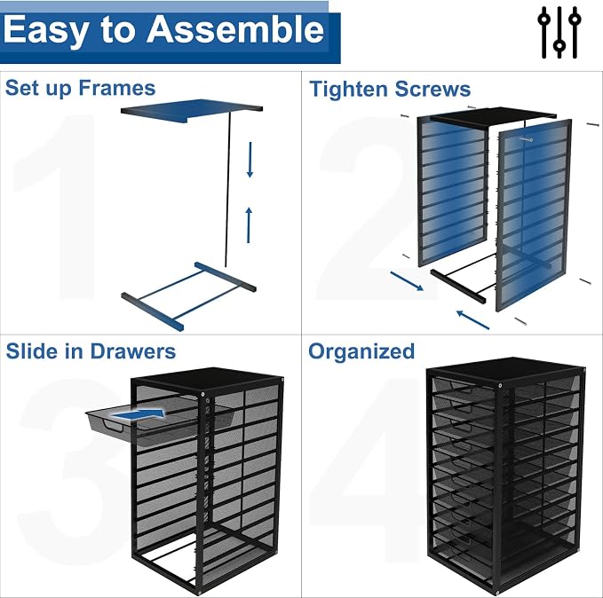 Natwind Mesh File Organizer with 10 Tier Sliding Drawers,Black | Office Supplies Desktop Organizers and Accessories, Paper Letter Tray, File Binder Organizer for Home Office School - Image 6