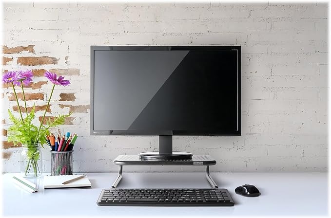 Allsop Metal Art Jr. Monitor Stand, 14-Inch Wide Platform Holds 40 lbs with Keyboard Storage Space - Pearl Black, 2 Pack - Image 8