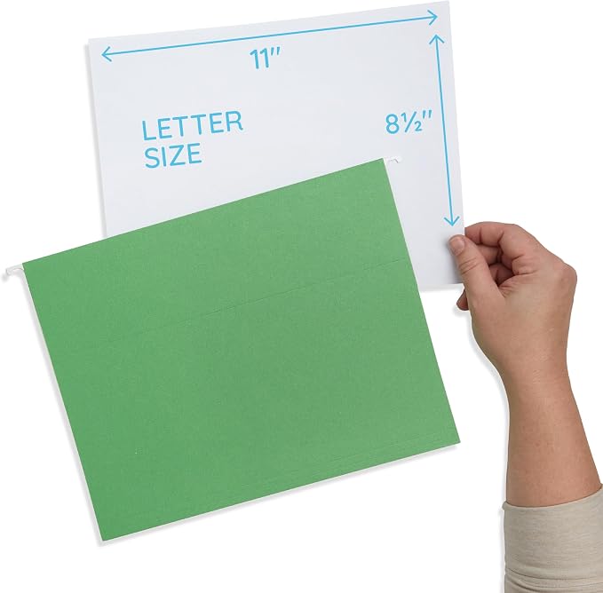 Blue Summit Supplies 75 Hanging File Folders, Letter Size, Assorted Colors | Durable 11pt paper, 1/5 cut tabs, 11.75 x 9.25 in, medical charts, office and home filing - Image 4