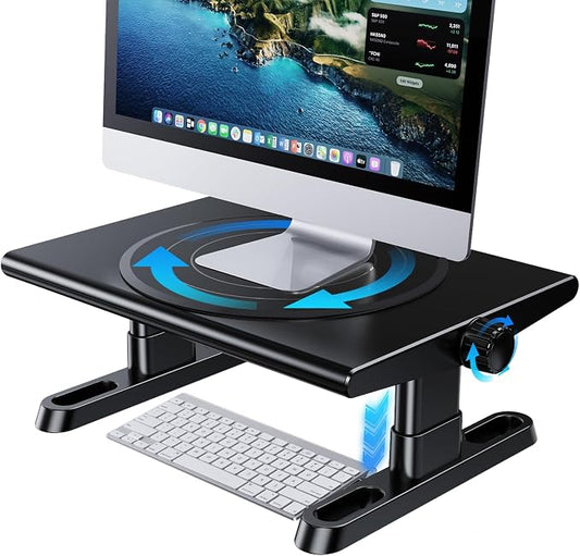 Monitor Stand Riser for Desk,360°Rotation Freely Height Adjustable by Knob,4.4-5.8 Inches,Ergonomic Monitor Stand Mount, Desktop Monitor Stand Riser for Computer,Laptop,Printer,Tv,Black by Unknown