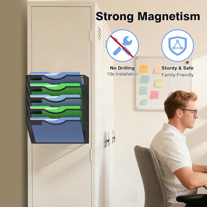 Kuntine.B Wall File Organizer Office Hanging Magazine Holder Wall File Organizer for Office Home - Image 6