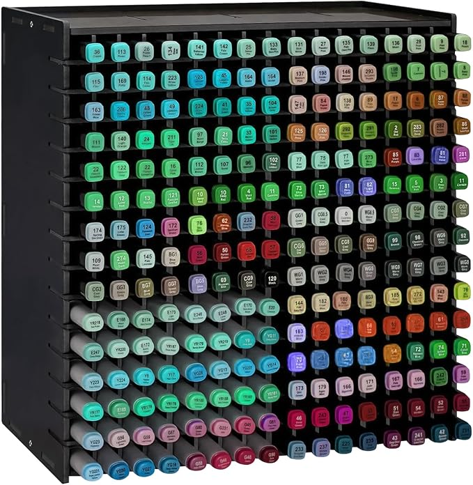 Marker Organizer,240 Slots Marker Storage with Divider,Black | Marker Holder,Adjustable Marker Rack for Pens,Colored Pencils,Art Brushes,Home Office Art Room and Classroom Desk Organizer by Yrangee