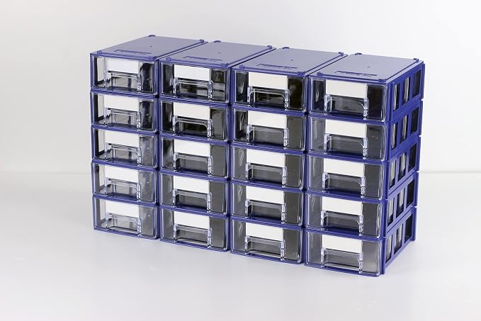 Stackable Storage Drawers Set of 20 with Dividers and Paper Labels - Image 4