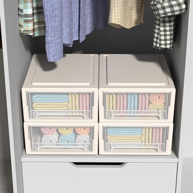 Asking 12 Quart Stacking Drawer, Plastic Storage Drawer Unit, 3-Pack | Stackable Structure, Sturdy Plastic Frame, Space Saving Design, Suitable for Office, Bedroom & Closet Storage - Image 5