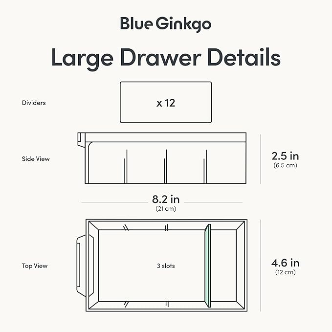 Blue Ginkgo 12-Drawer Storage Cabinet Organizer, Grey, Made in Korea | Stackable. Adjustable. Easy Visibility. - Image 4