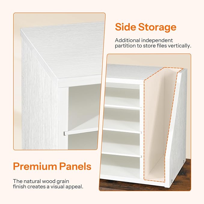 HOOBRO Mail Sorter, Literature Organizer with Adjustable Shelves, Paper Organizer for Office, Home, Wood Countertop File Holders, Mails, Magazines, White WT41WF01 - Image 5