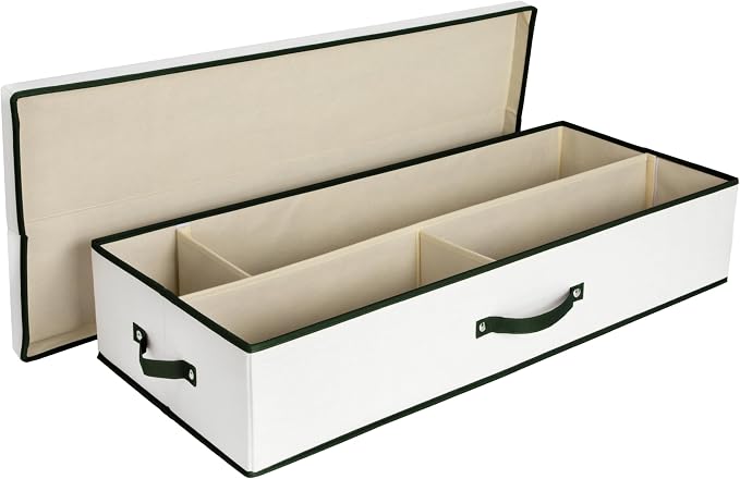 Household Essentials Holiday Gift Wrap Organizer with Lid, Natural and Green - Image 8