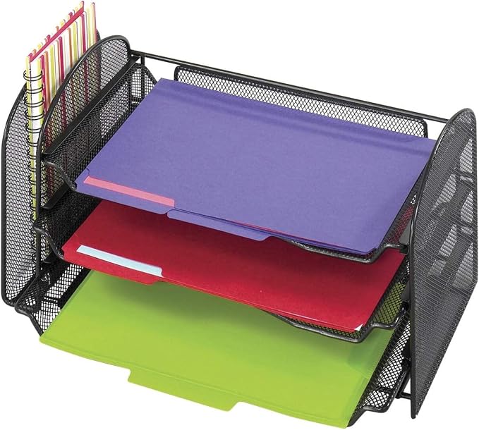 Safco 3265BL Onyx Mesh Desktop Organizer with 1 Vertical, 3 Horizontal Sections, Black - Image 2