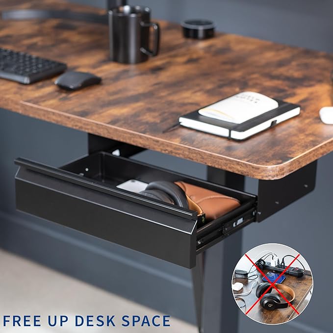 VIVO 16 inch Under Desk Slide Out Drawer with Power Strip for Charging, Storage Organizer, Black, DESK-DR16-BP - Image 4