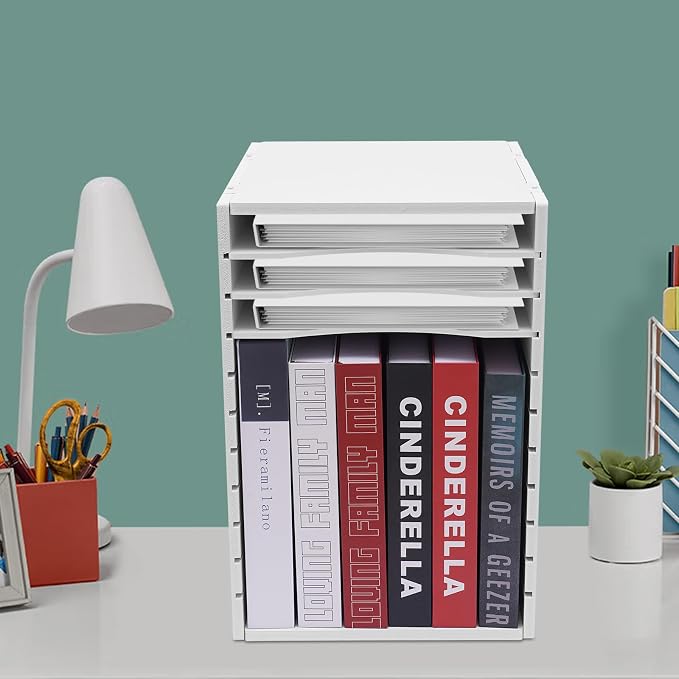 Desktop File Sorter, 11 Compartment Vertical Desktop Sorter, Literature Organizer Sorter Paper Organizer Storage File Sorter Mail Center Magazine Holder, Classroom Mailbox Paper Storage, White - Image 2
